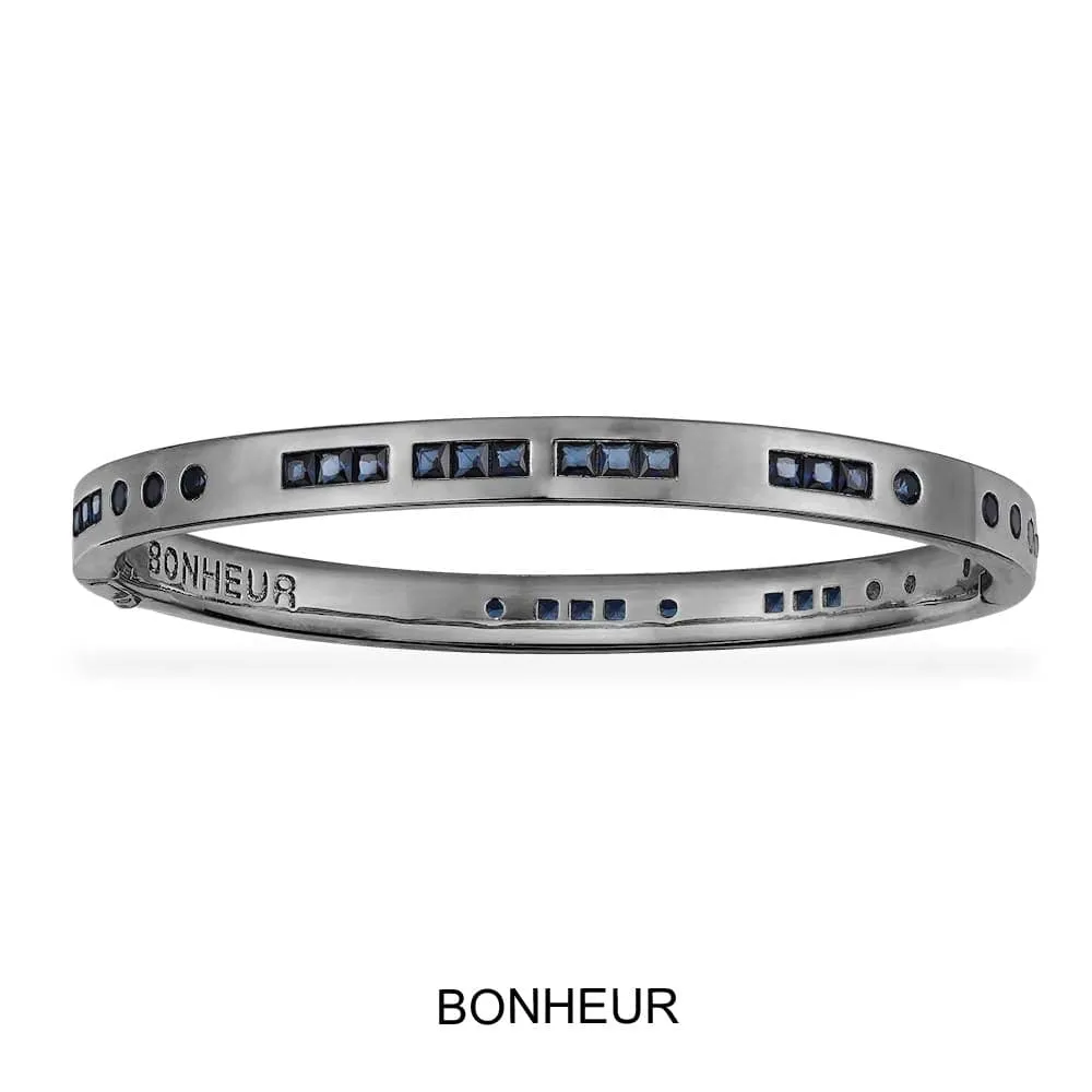 Blue Bonheur Morse Code Bangle