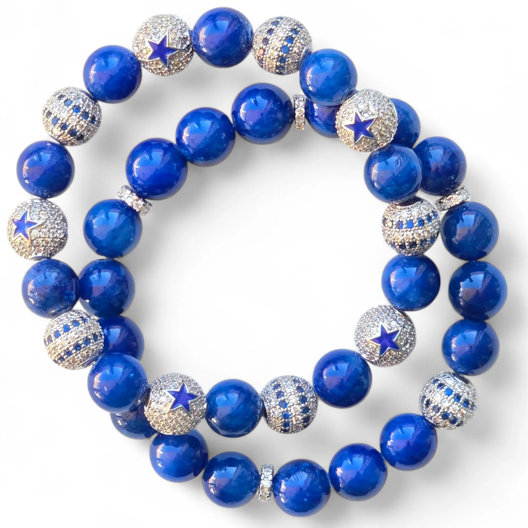 Blue Onyx Dallas Cowboys Football Beaded Gemstone Bracelet