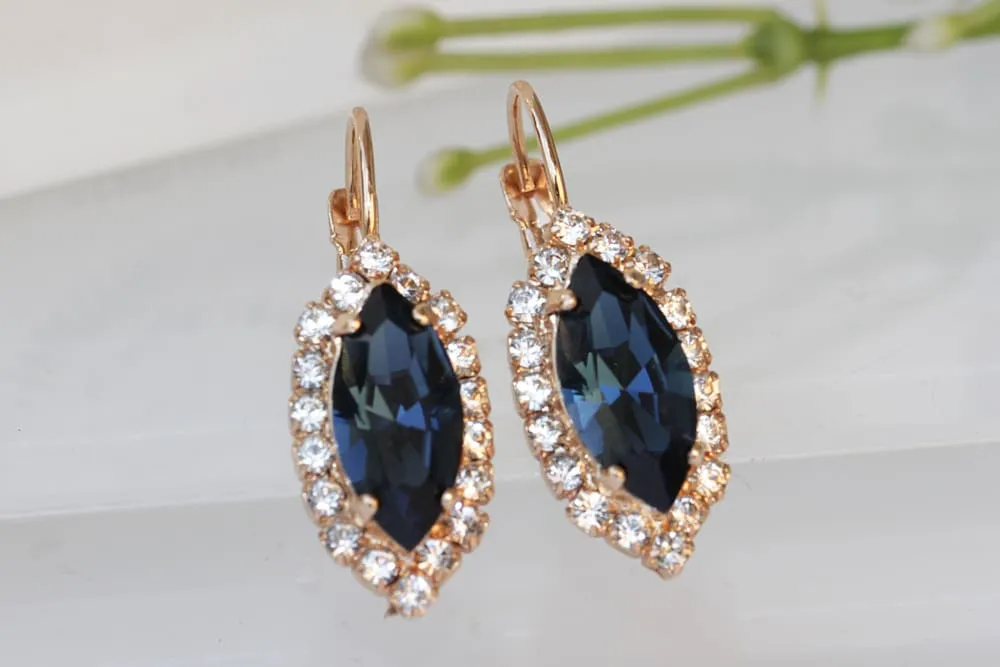 BLUE OVAL EARRINGS