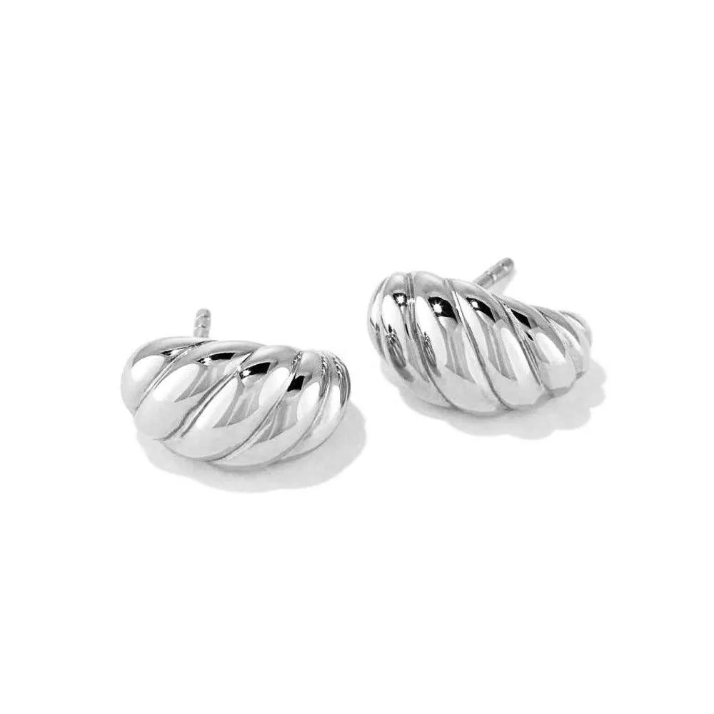 Bold Croissant Scalloped Semi Hoop Earrings