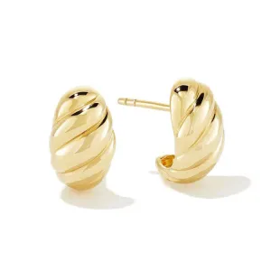 Bold Croissant Scalloped Semi Hoop Earrings