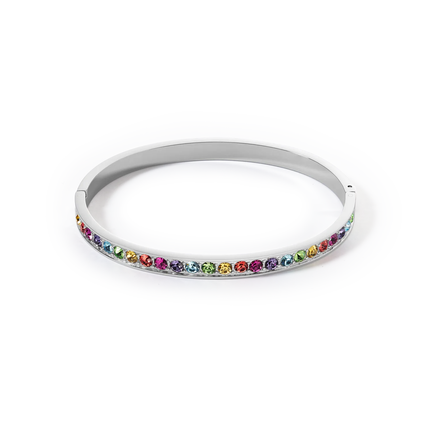 Bracelet stainless steel & crystals silver multicolor (size 17 cm)