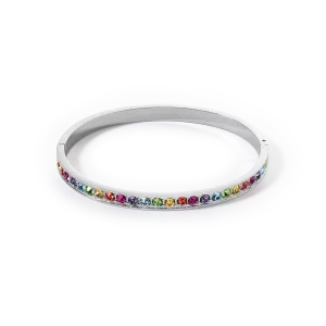 Bracelet stainless steel & crystals silver multicolor (size 17 cm)