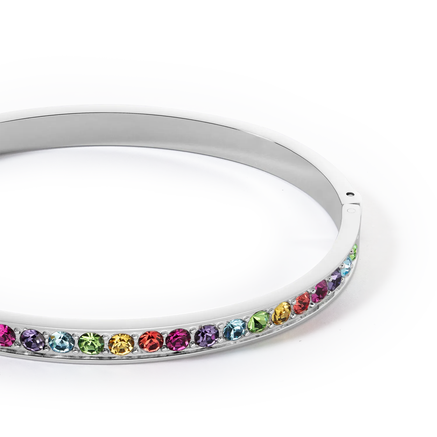 Bracelet stainless steel & crystals silver multicolor (size 17 cm)