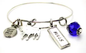 Bulls Mascot With Bulls Tab Expandable Bangle Bracelet