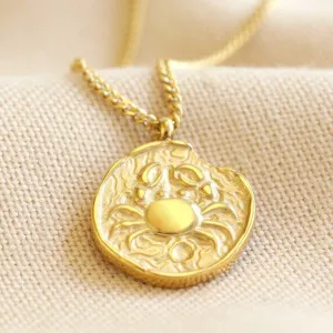 Cancer Zodiac Gold Pendant Necklace