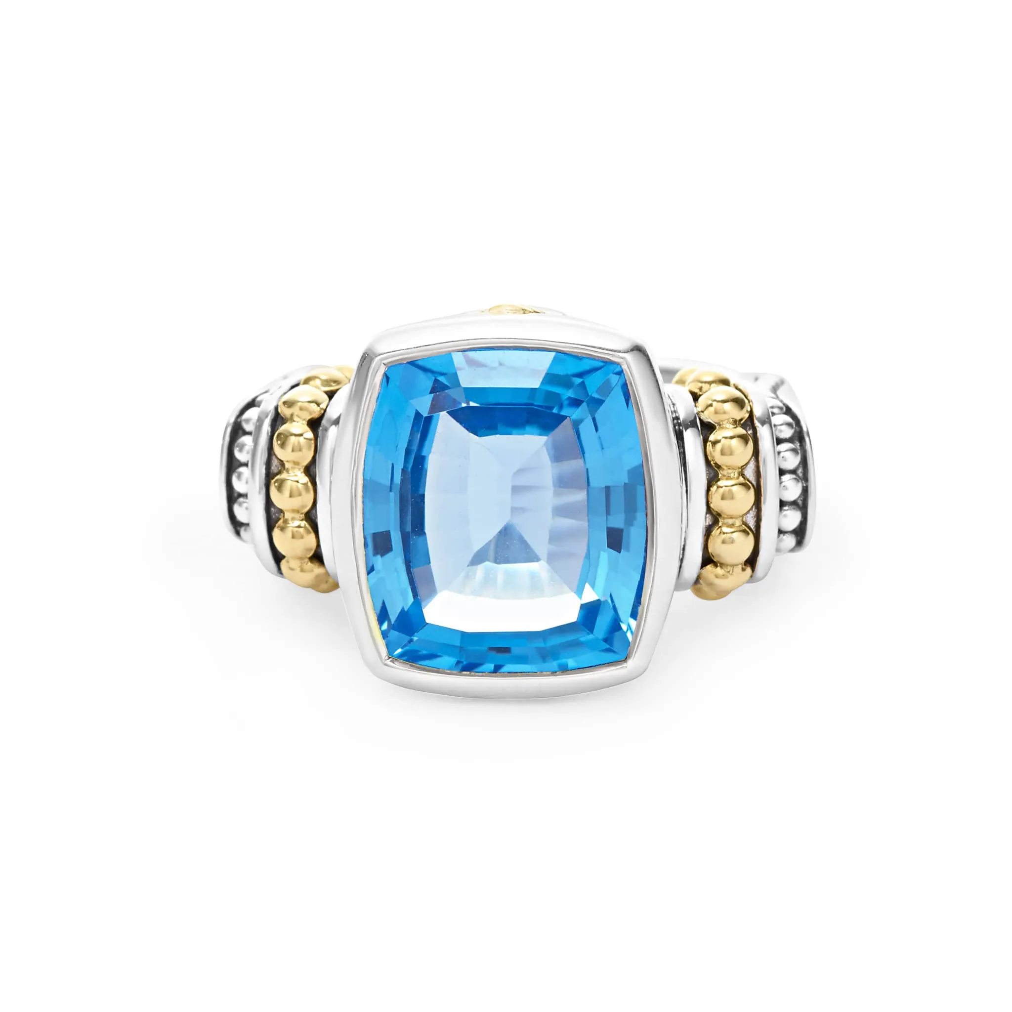 Caviar Color Small Swiss Blue Topaz Statement Ring