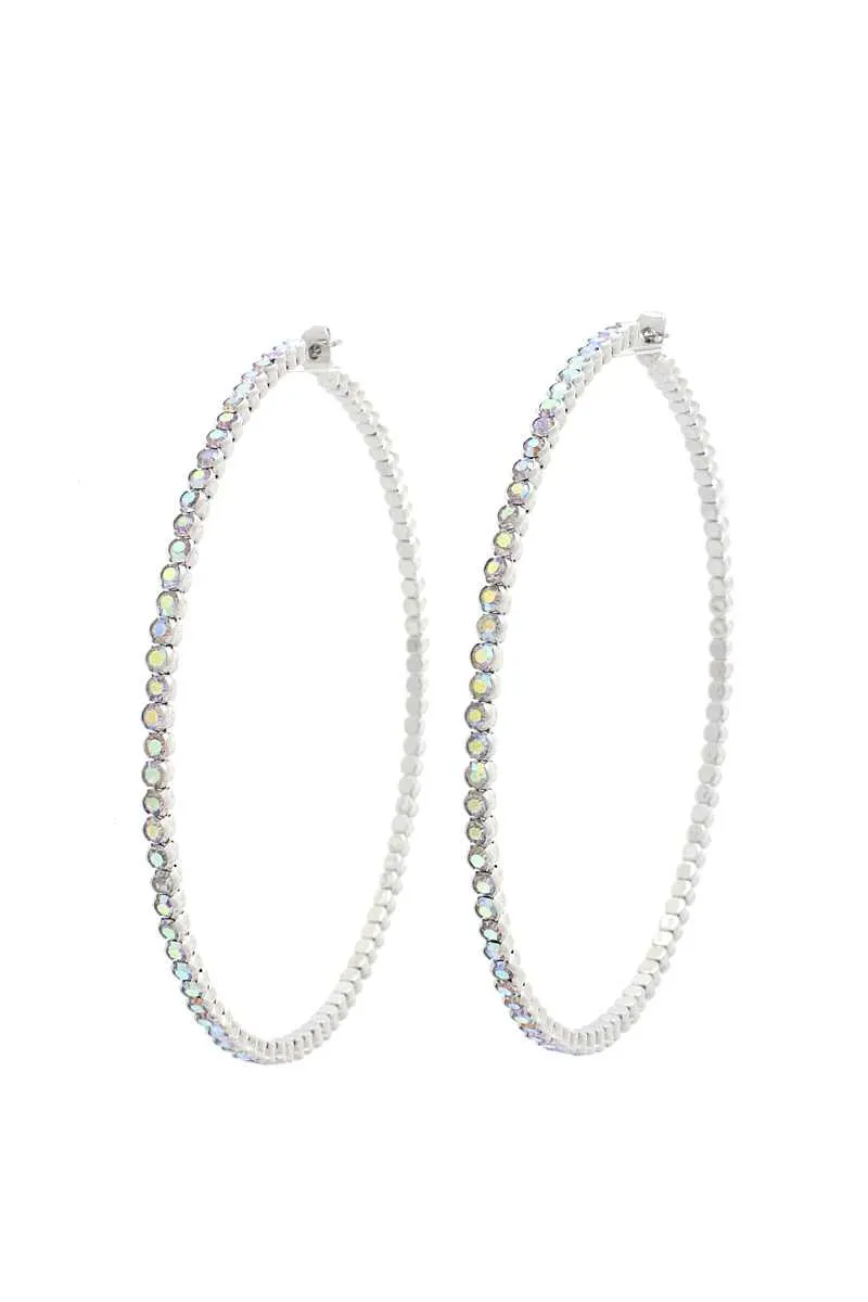 Classic Rhinestone Metal Hoop Earring