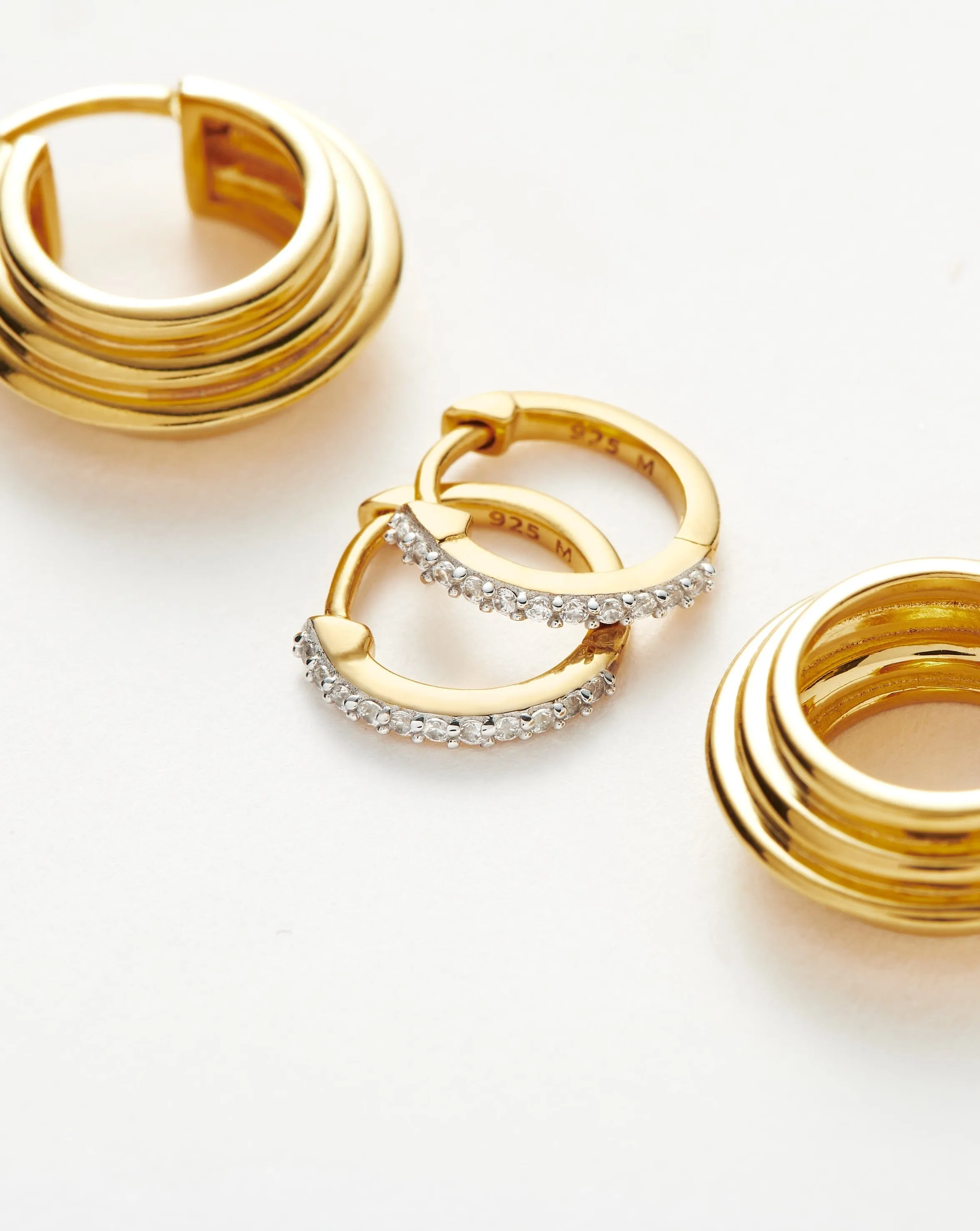 Classic Ridge Mini Hoop Earring Set | 18k Gold Vermeil