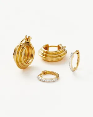 Classic Ridge Mini Hoop Earring Set | 18k Gold Vermeil