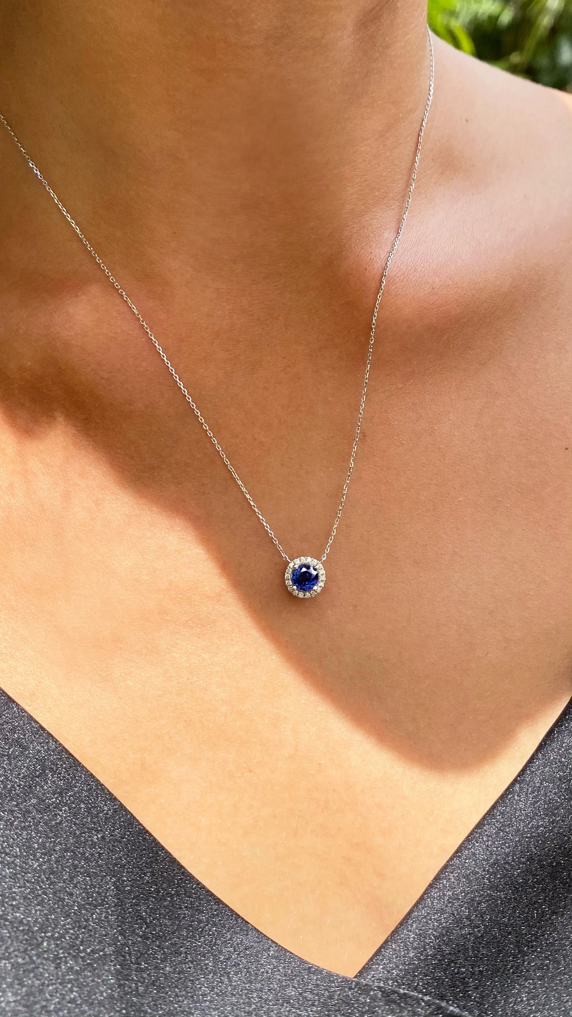 Cory Necklace 1.00ct 18K White Gold Sapphire