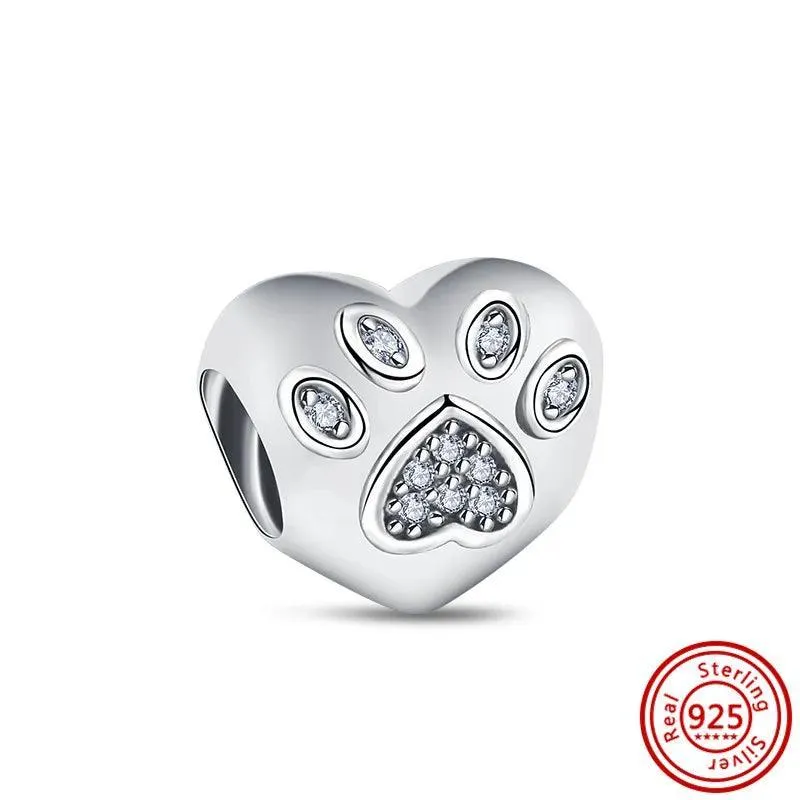 Crown Flowers Heart Silver Bead Charm: Elegant Pandora Bracelet Accessory