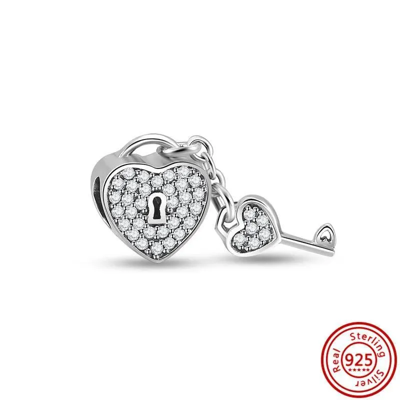 Crown Flowers Heart Silver Bead Charm: Elegant Pandora Bracelet Accessory