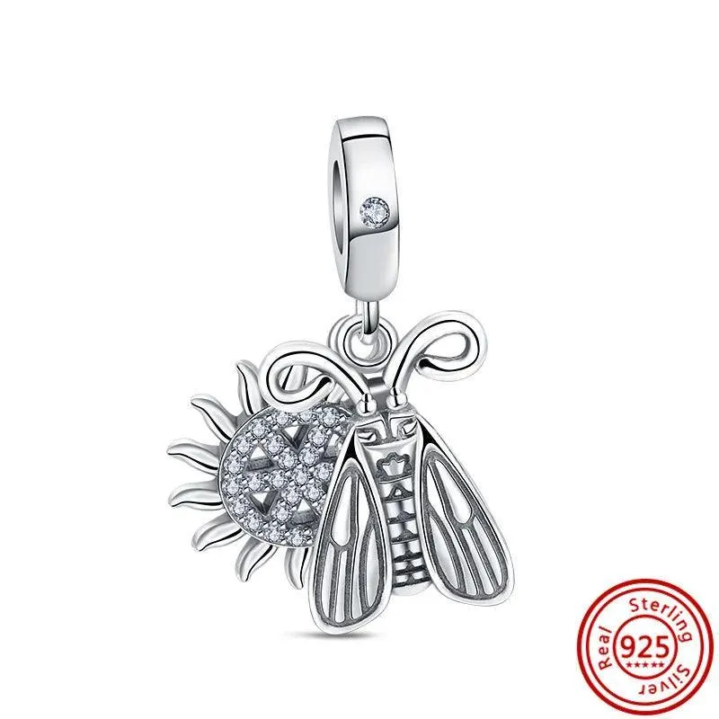 Crown Flowers Heart Silver Bead Charm: Elegant Pandora Bracelet Accessory