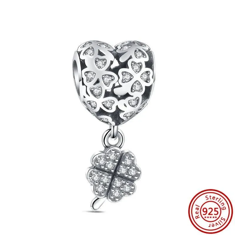 Crown Flowers Heart Silver Bead Charm: Elegant Pandora Bracelet Accessory