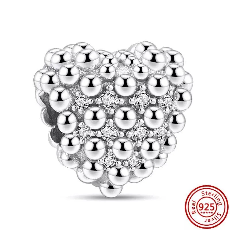 Crown Flowers Heart Silver Bead Charm: Elegant Pandora Bracelet Accessory