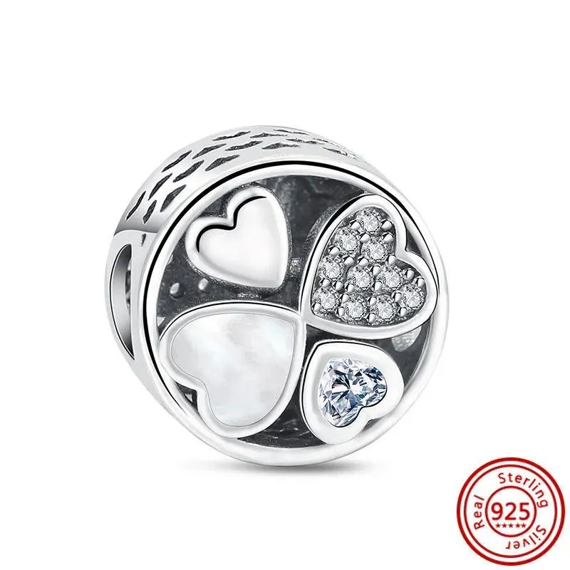 Crown Flowers Heart Silver Bead Charm: Elegant Pandora Bracelet Accessory