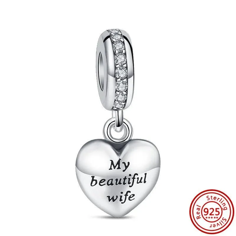 Crown Flowers Heart Silver Bead Charm: Elegant Pandora Bracelet Accessory