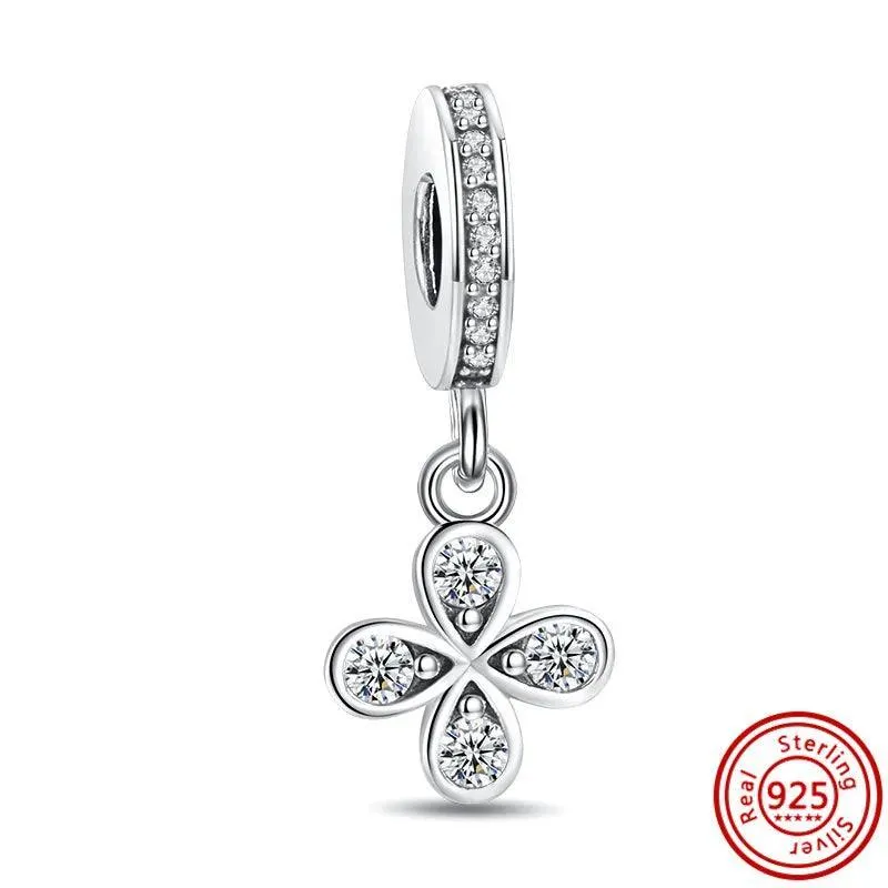 Crown Flowers Heart Silver Bead Charm: Elegant Pandora Bracelet Accessory