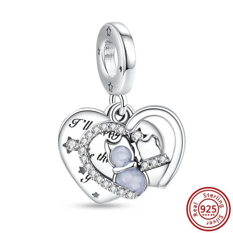 Crown Flowers Heart Silver Bead Charm: Elegant Pandora Bracelet Accessory