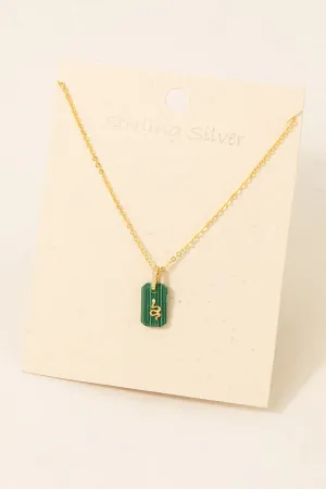 Dainty Green Malachite Stone Snake Pendant Necklace