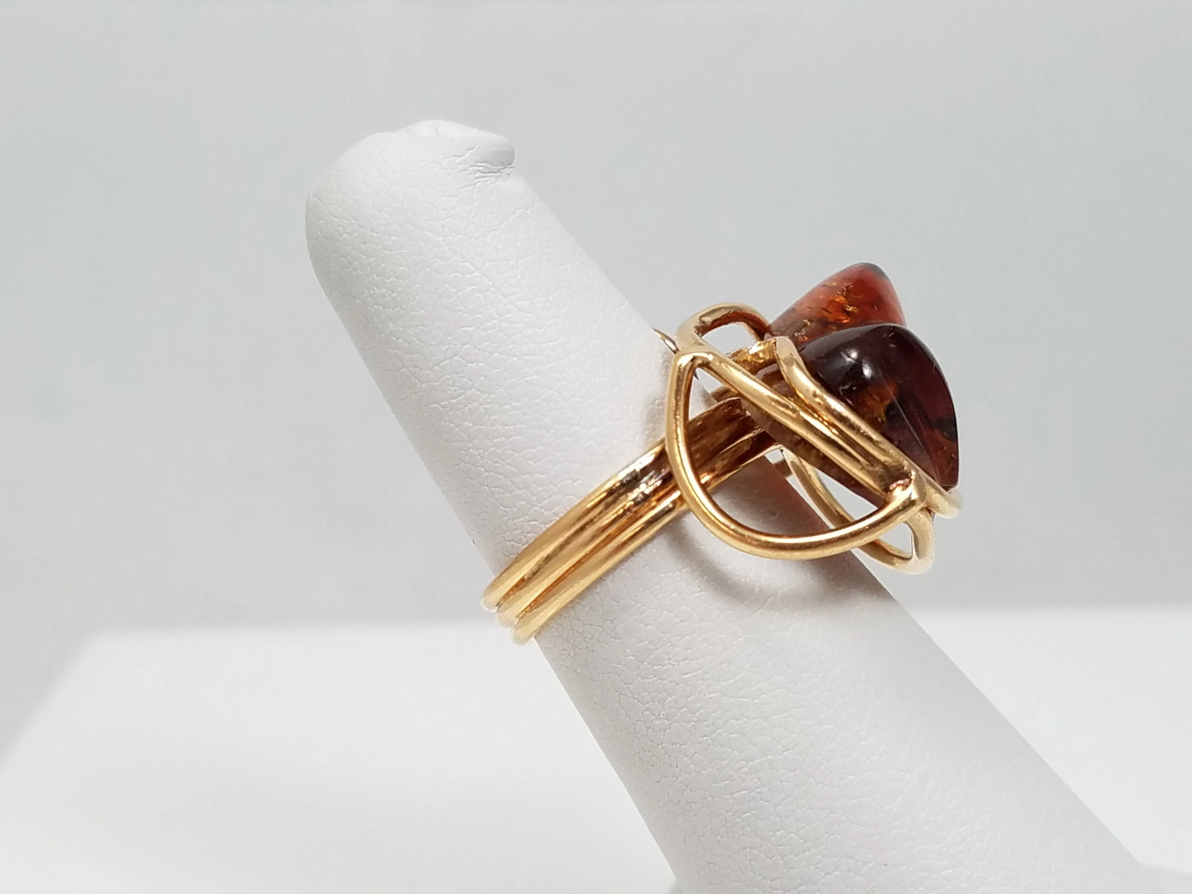 Dazzling 14k Yellow Gold Natural Amber Custom Ring