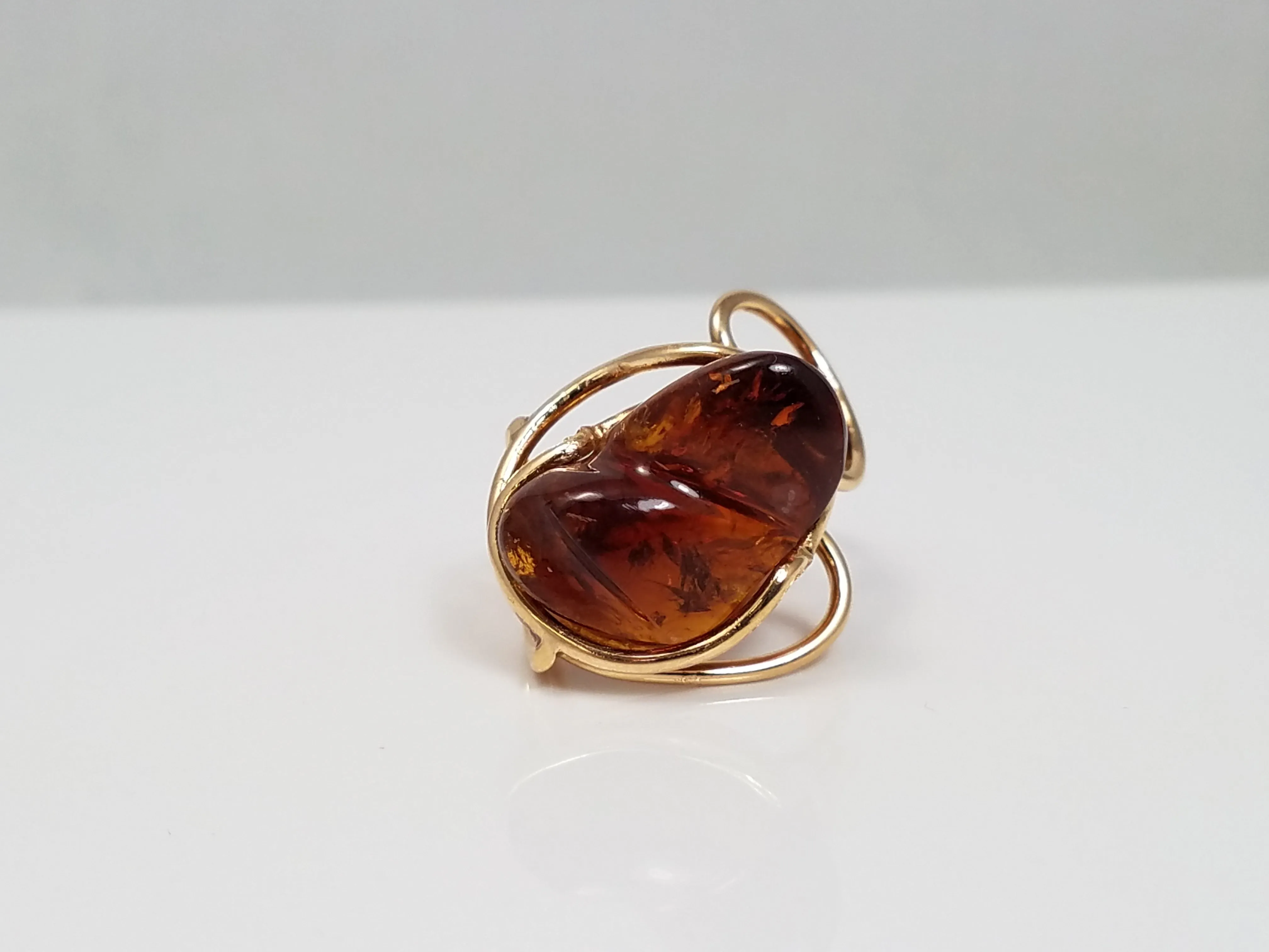 Dazzling 14k Yellow Gold Natural Amber Custom Ring