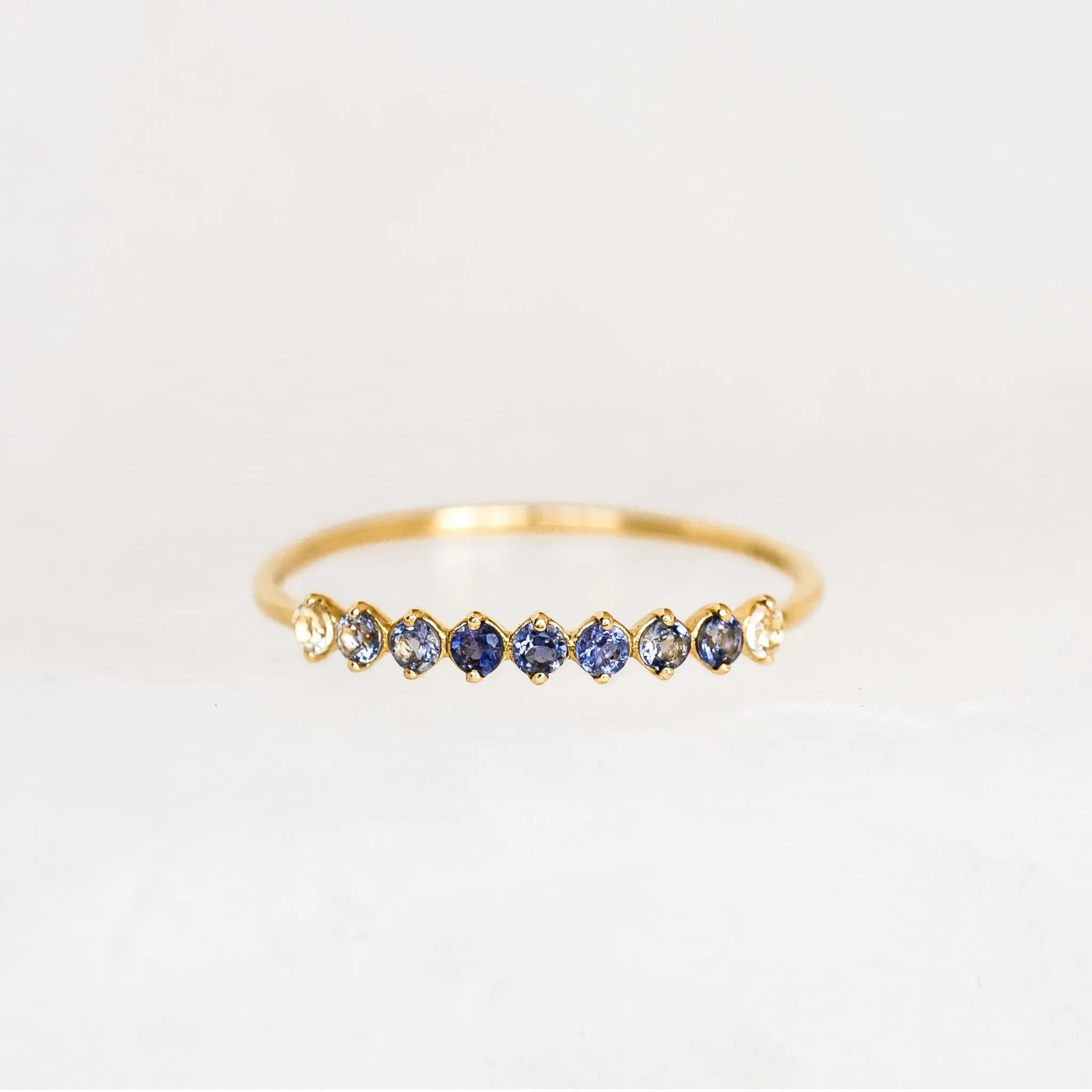 December Birthstone Ring 14k Gold - Ombre Cordierite