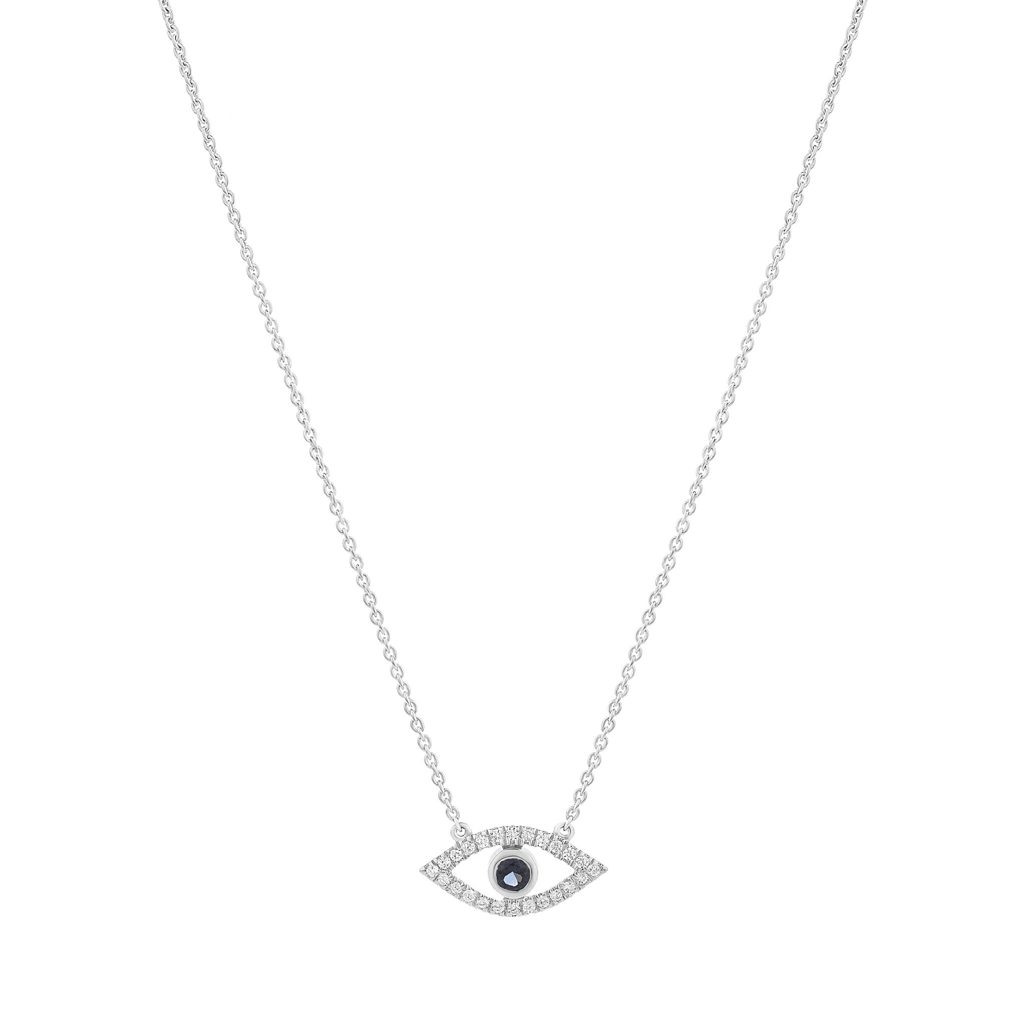 Diamond Evil Eye Necklace - 14K Rose Gold