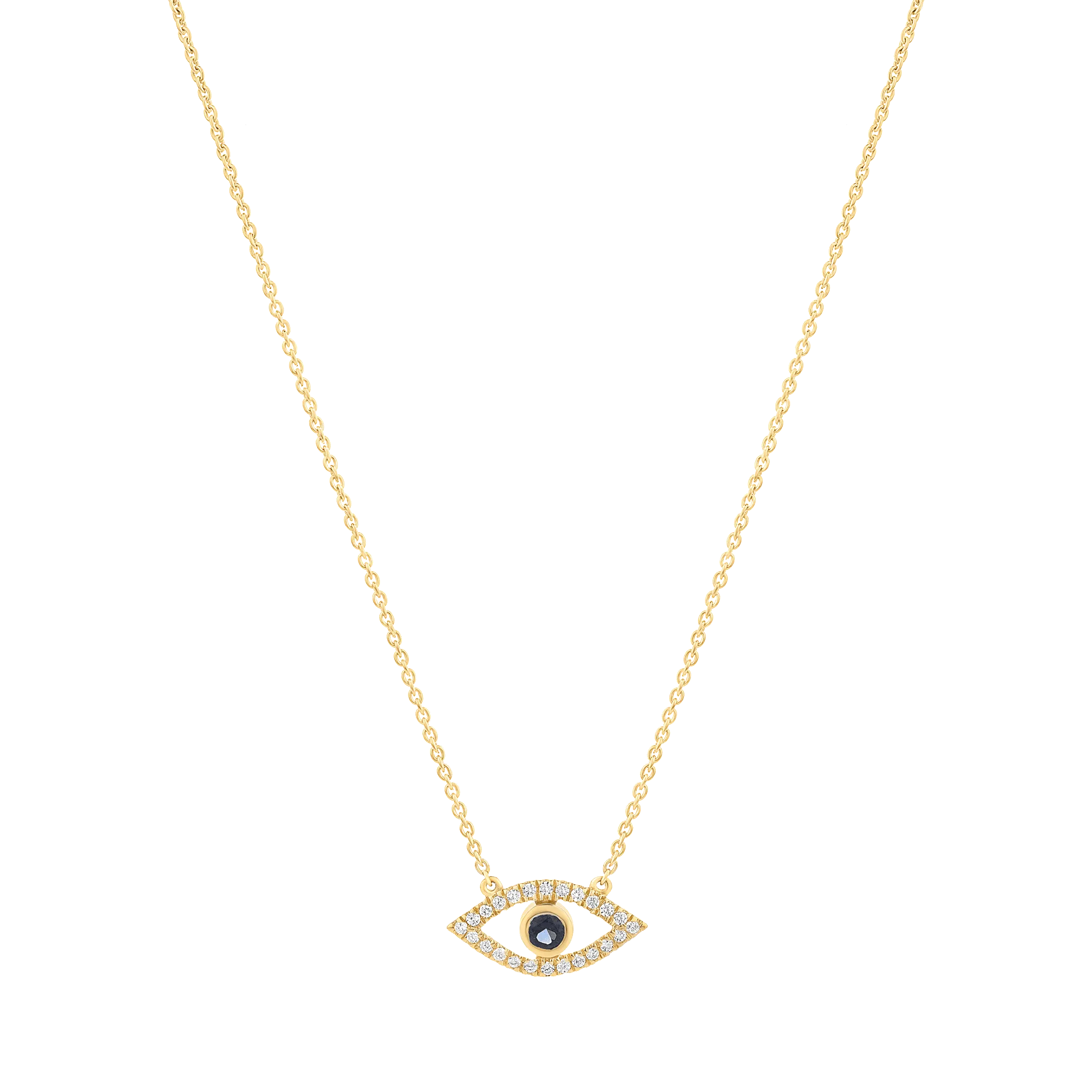 Diamond Evil Eye Necklace - 14K Rose Gold