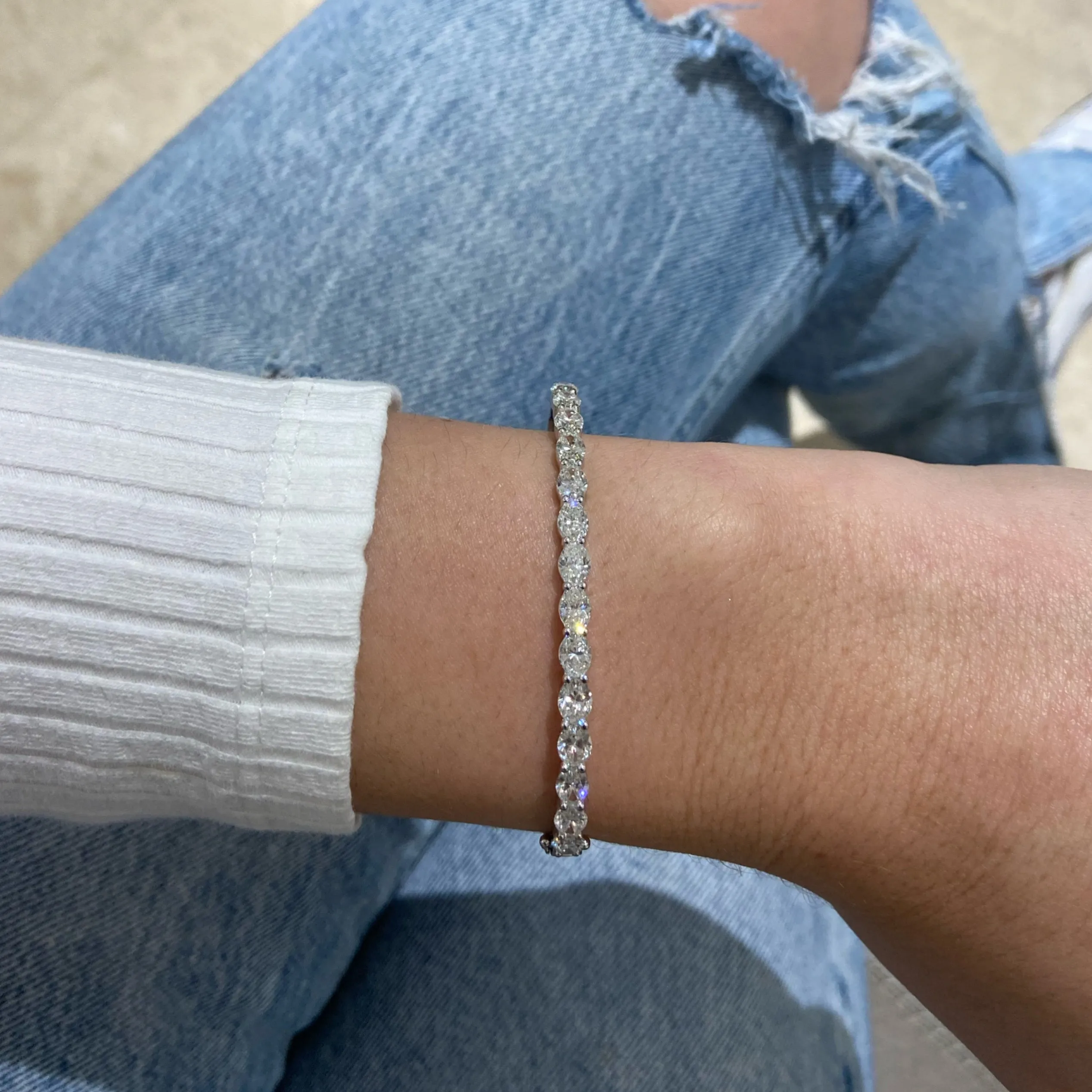 Diamond Ovals Bangle Bracelet