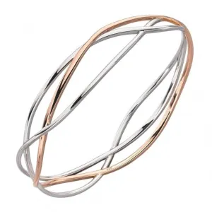 Elements Silver Rose Gold Detail Twist Wrap Bracelet B5144