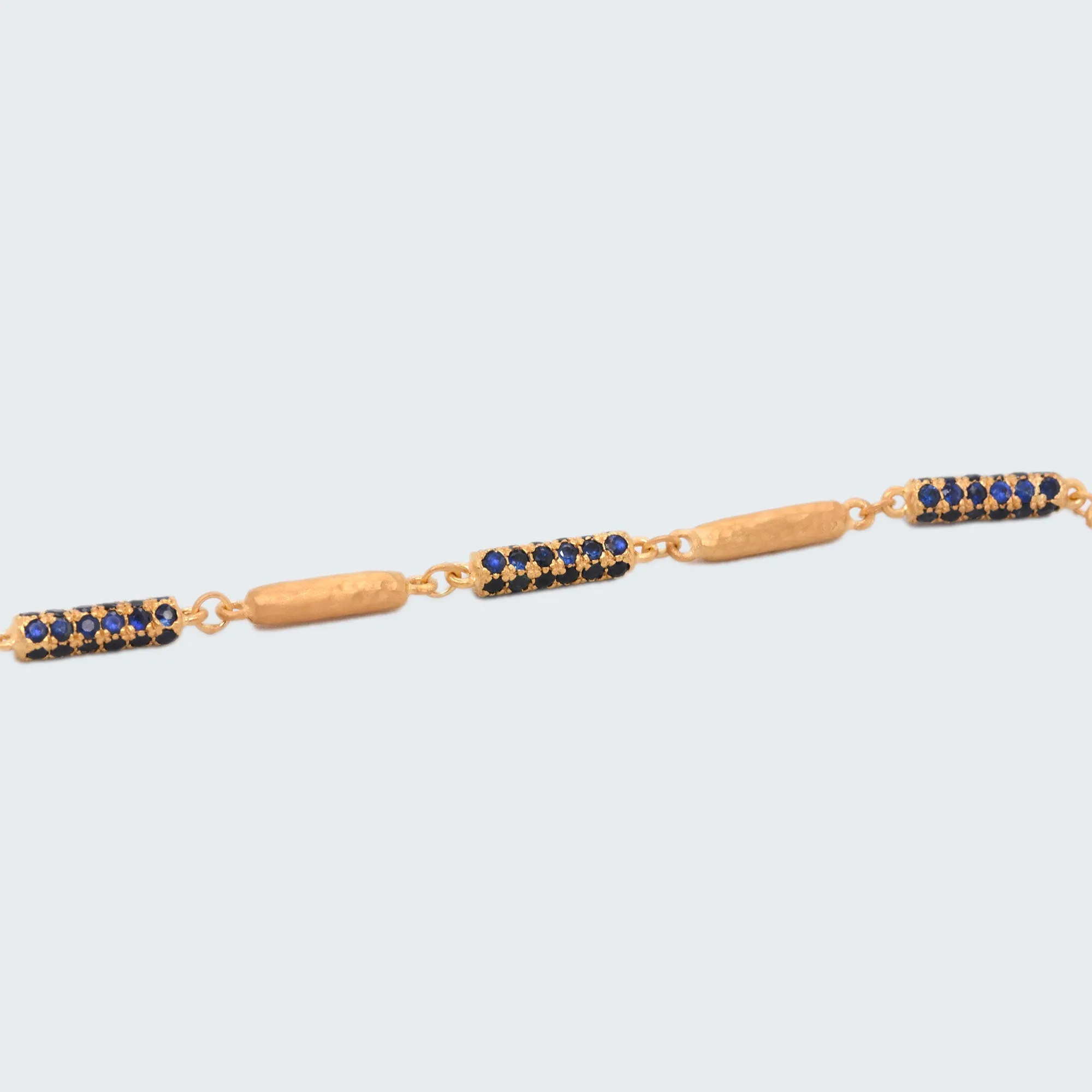 Elongated Sapphire Bead Necklace