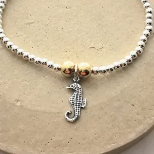 EMILY - Sterling Silver Seahorse Bead Bracelet