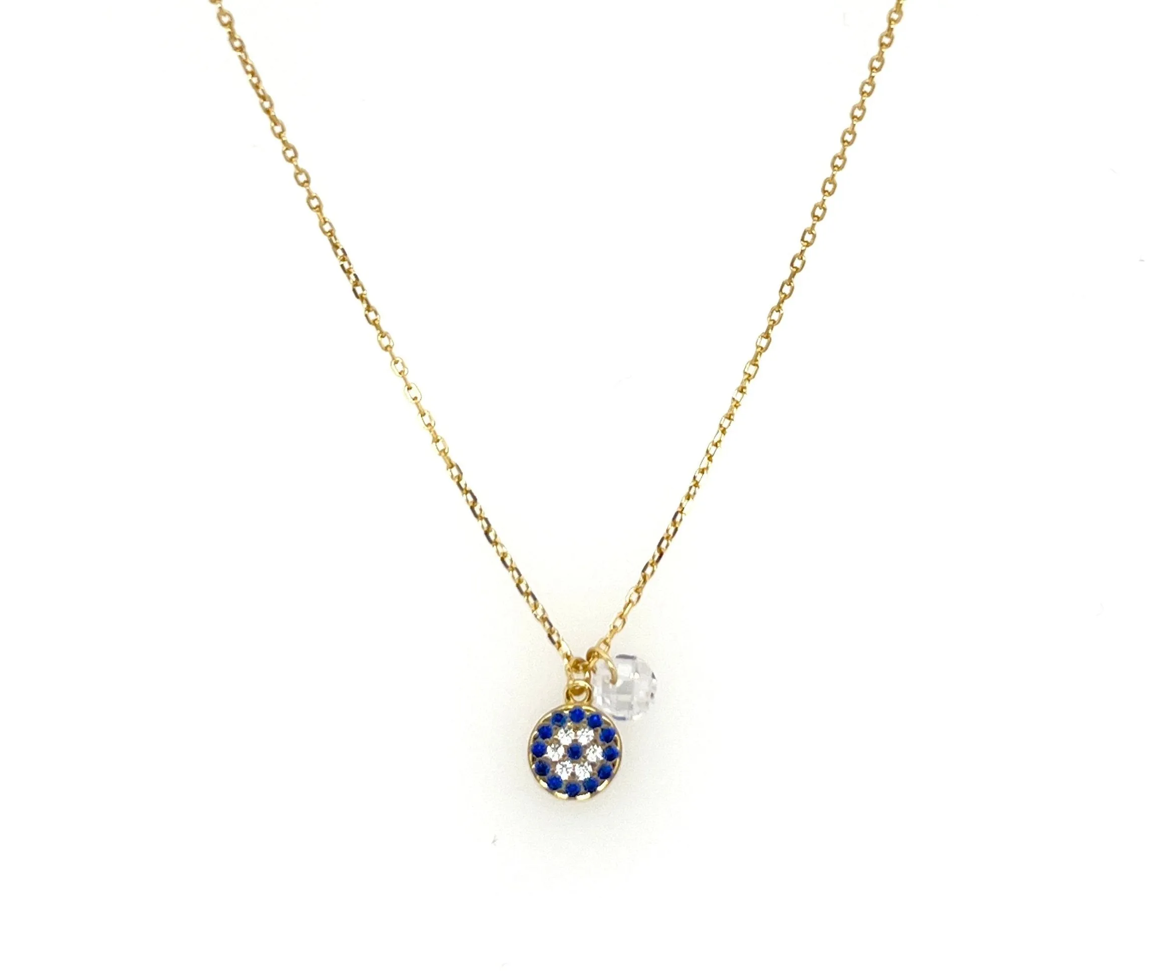 EVIL EYE "ATHENA   CRYSTAL" SAPPHIRE CZ NECKLACE