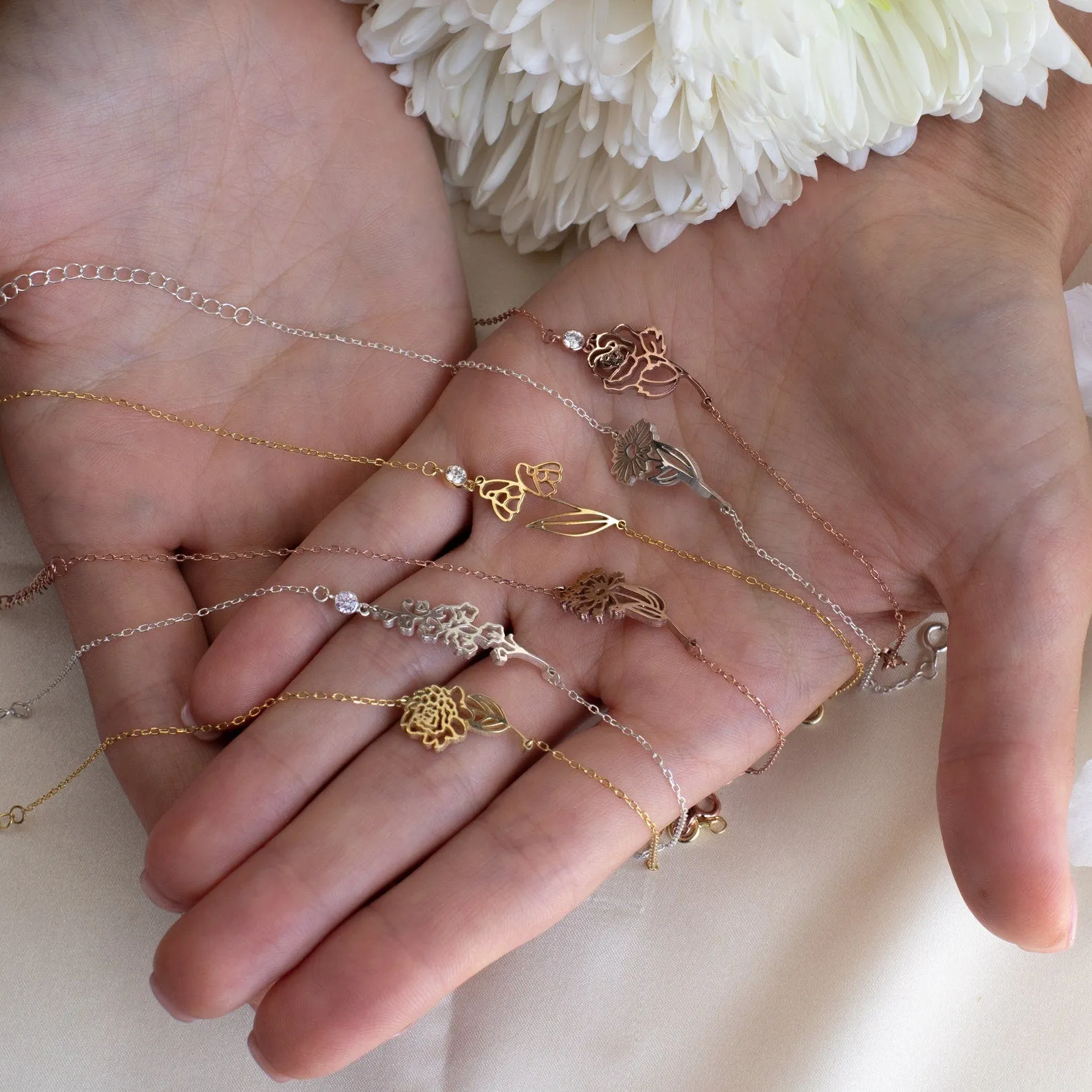 Flower Birthstone Bracelet