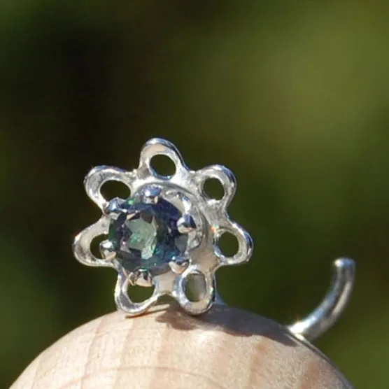 Flower Nose Stud with Mystic Topaz