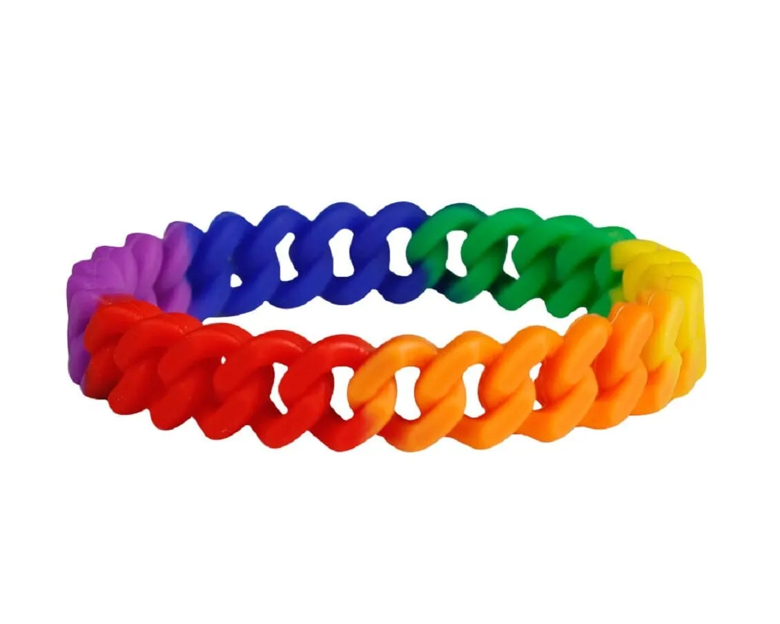 Gay Pride Silicone Chain Link Bracelet Variety Pack (30 Pieces)