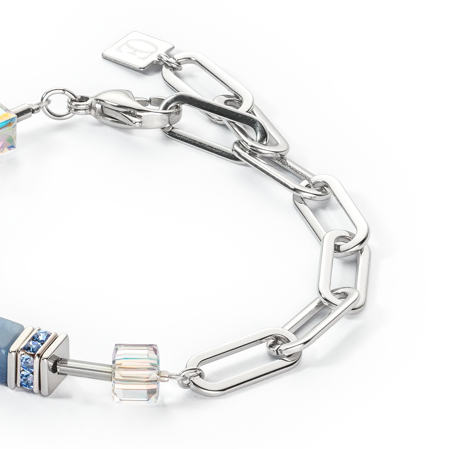 GeoCUBE® Fusion Chain bracelet silver blue