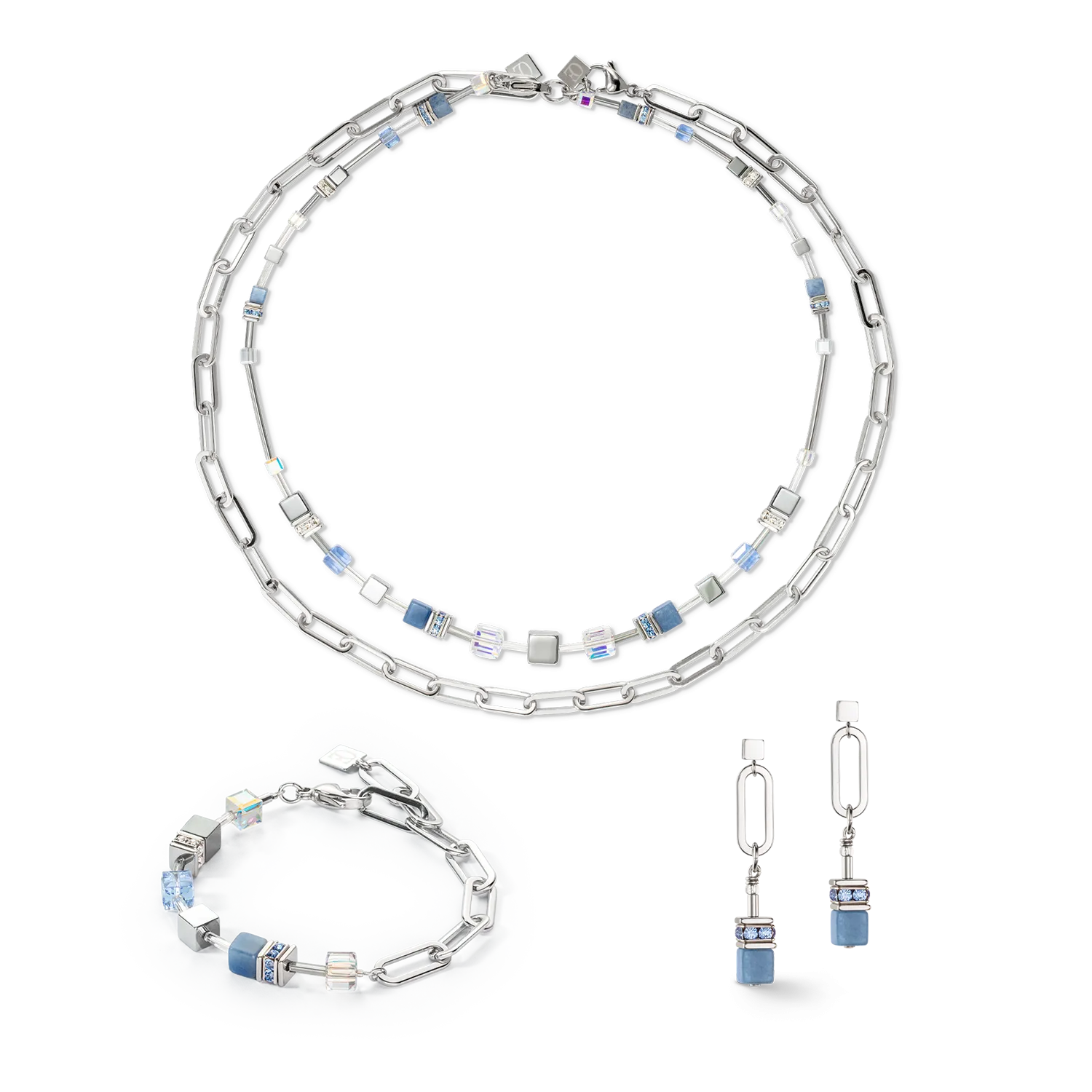 GeoCUBE® Fusion Chain bracelet silver blue