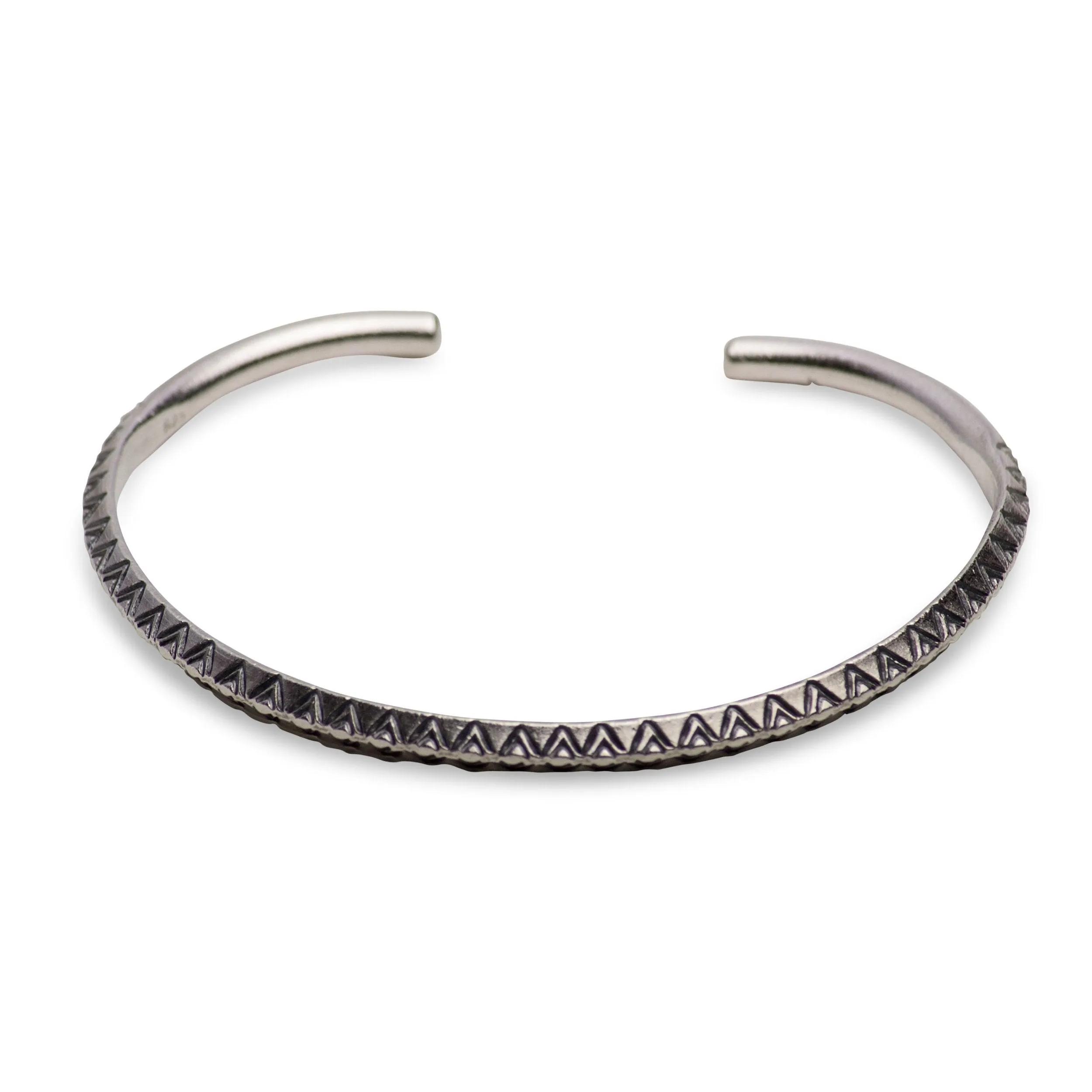 Geometric Silver Open Bangle