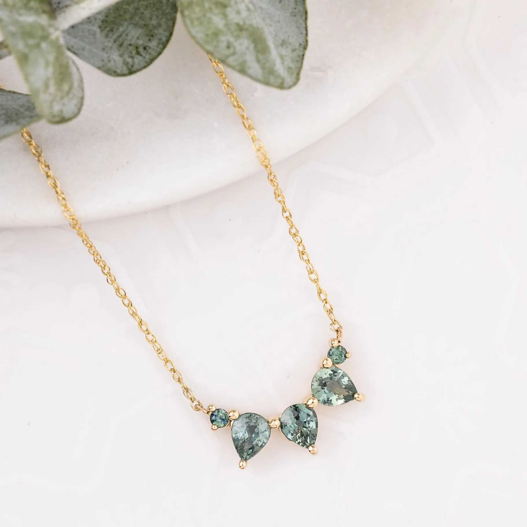 Gloria Blue Green Sapphire Necklace (One of a kind)