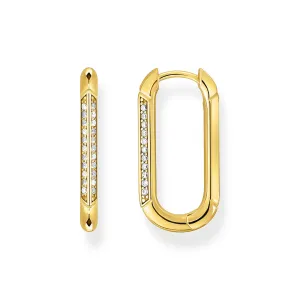 Golden Hoop earrings with white zirconia