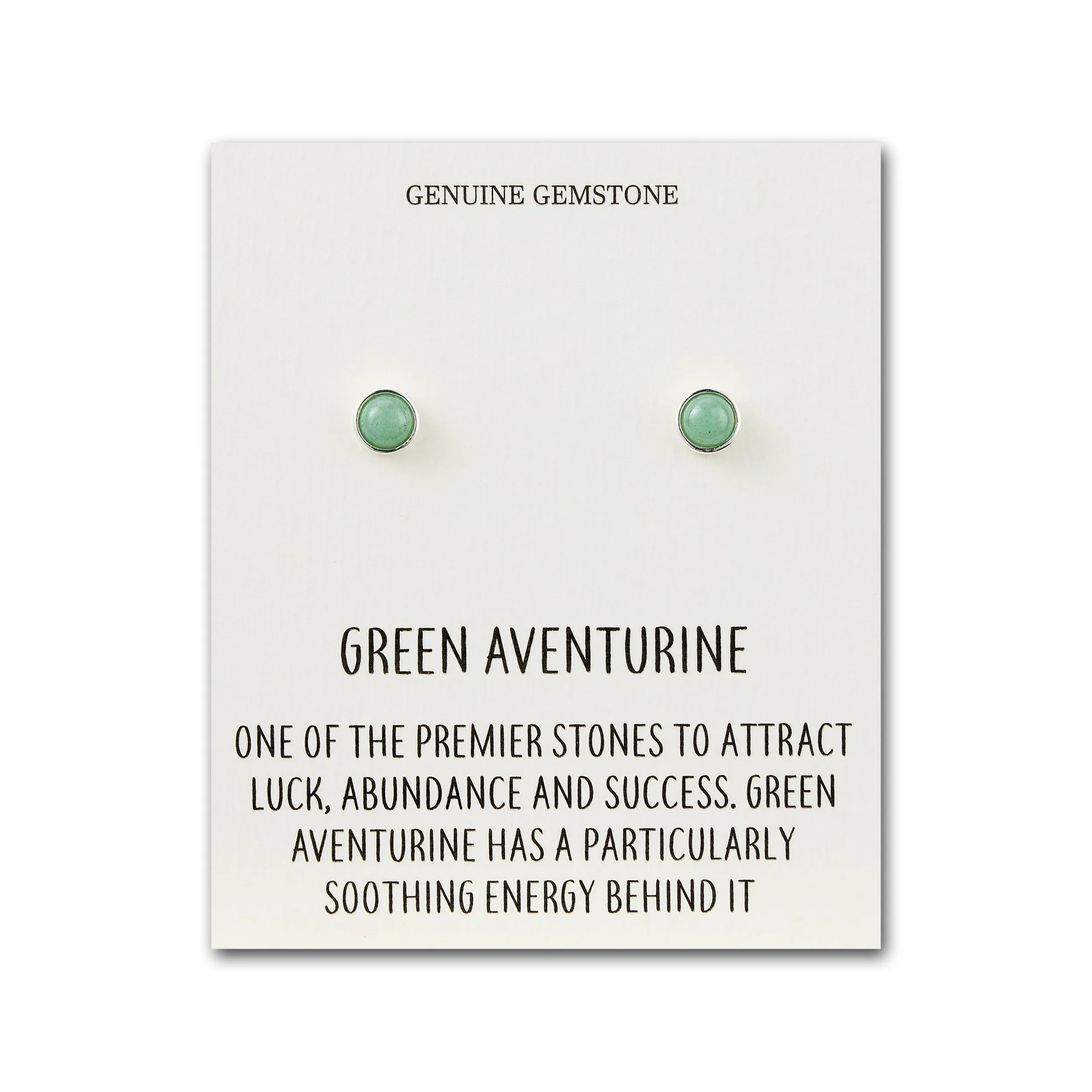 Green Aventurine Stud Earrings with Quote Card