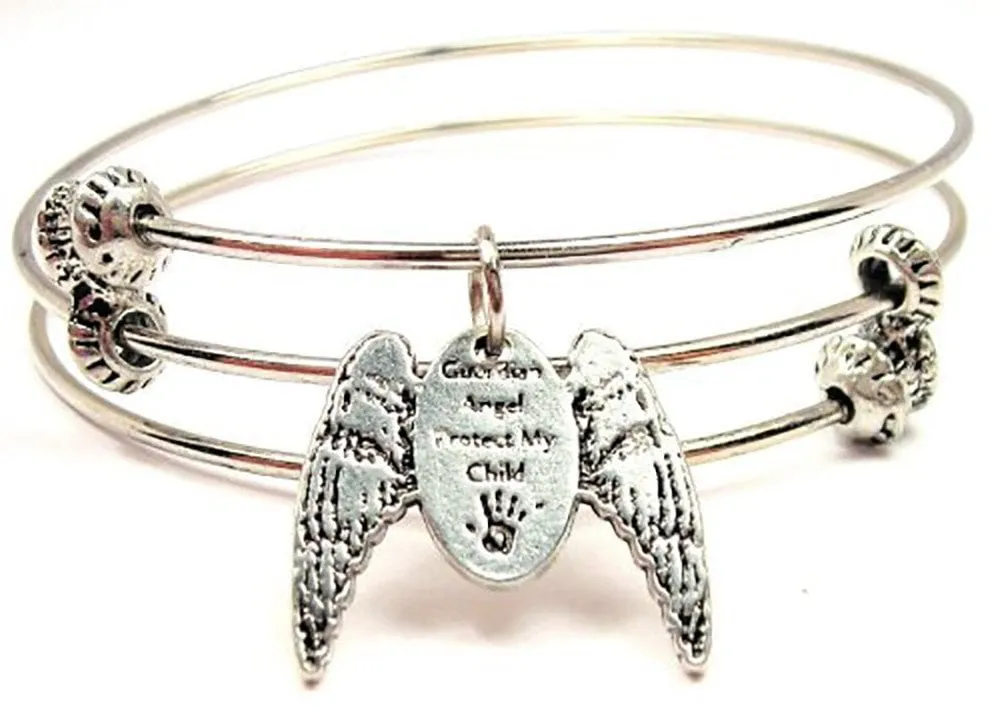 Guardian Angel Protect My Child Triple Style Expandable Bangle Bracelet