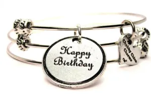 Happy Birthday Triple Style Expandable Bangle Bracelet