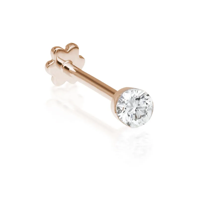 Invisible Set Diamond Threaded Stud Earring by Maria Tash in 18K Rose Gold. Flat Stud.