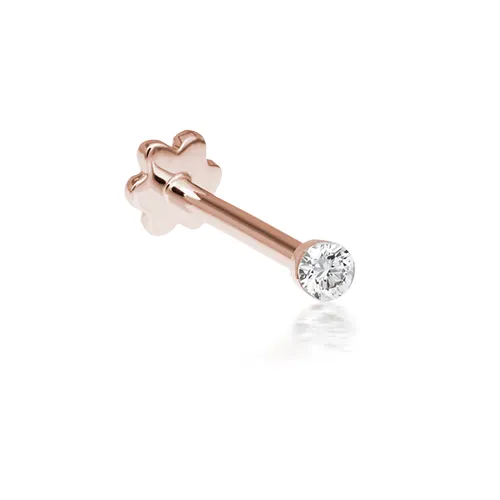 Invisible Set Diamond Threaded Stud Earring by Maria Tash in 18K Rose Gold. Flat Stud.