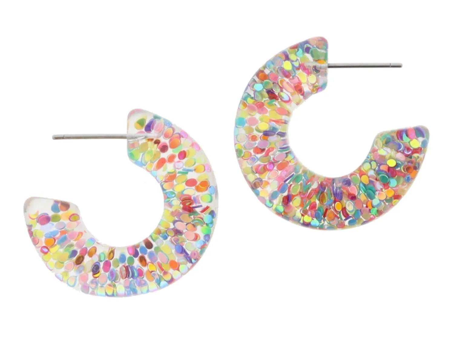 Jane Marie Multi Glitter Confetti Tubular Acrylic Hoop Earrings