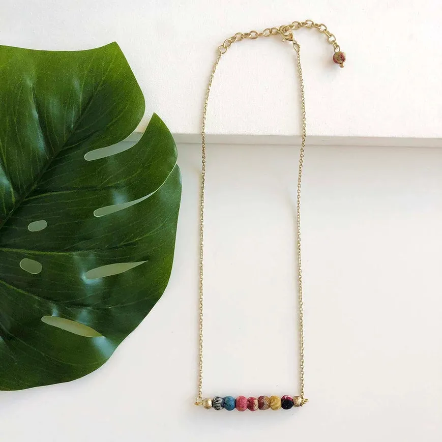 Kantha Horizontal Bar Necklace